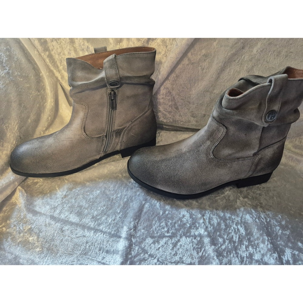 Birkenstock Women's Samina Boot, Gray Suede Leather Ankle Booties - Picture 1 of 5